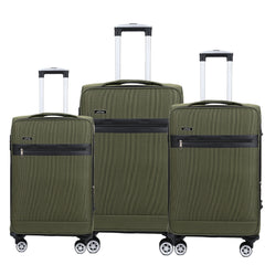 Set de tres maletas de tela jaspeada medianas para viajes prácticos y cómodos, tamaños 20/24/28 pulgadas, resistencia y estilo garantizados, con ruedas giratorias de 360°, bolsillos amplios y cierre de buena calidad LV615