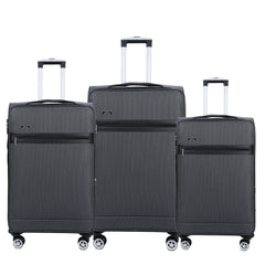 Set de tres maletas de tela jaspeada medianas para viajes prácticos y cómodos, tamaños 20/24/28 pulgadas, resistencia y estilo garantizados, con ruedas giratorias de 360°, bolsillos amplios y cierre de buena calidad LV615