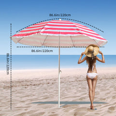 Sombrilla de playa giratoria con rayas y estructura de acero VC5396