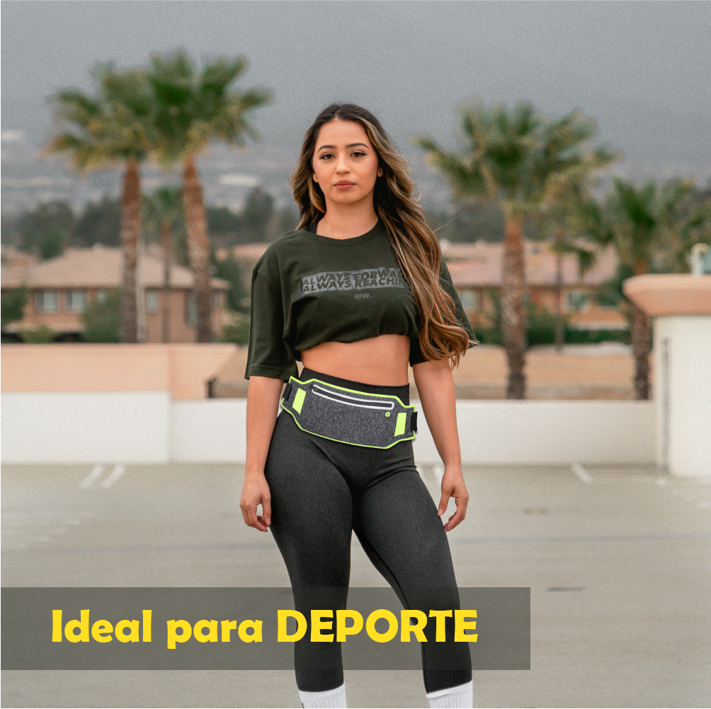 Riñonera deportiva TS61477 en colores negro / azul oscuro / fucsia / verde fluorescente / plateado / azul claro