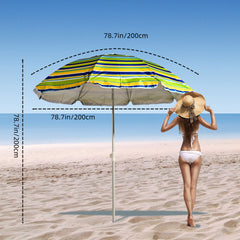 Sombrilla de playa giratoria con aleación de zinc premium, transpirable y con rayas multicolor brillantes VC5399