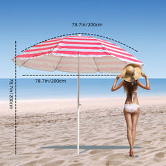 Sombrilla de playa giratoria con rayas y estructura de acero VC5396
