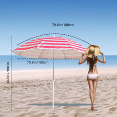 Sombrilla de playa giratoria con rayas y estructura de acero VC5396
