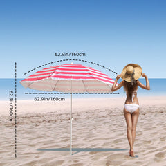 Sombrilla de playa giratoria con rayas y estructura de acero VC5396
