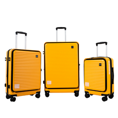 Juego de 3 Maletas Rígidas con Bolsillo Frontal – 20/24/28 pulgadas, Equipaje de Mano Ajustable con Ruedas 360°, Maletas Resistentes de Gran Capacidad LG6191 LG6190