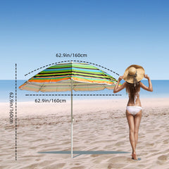 Sombrilla de playa giratoria con rayas multicolor y estructura de acero VC5397