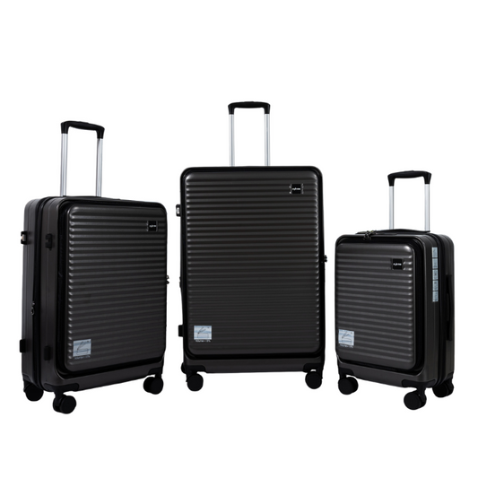 Juego de 3 Maletas Rígidas con Bolsillo Frontal – 20/24/28 pulgadas, Equipaje de Mano Ajustable con Ruedas 360°, Maletas Resistentes de Gran Capacidad LG6191 LG6190
