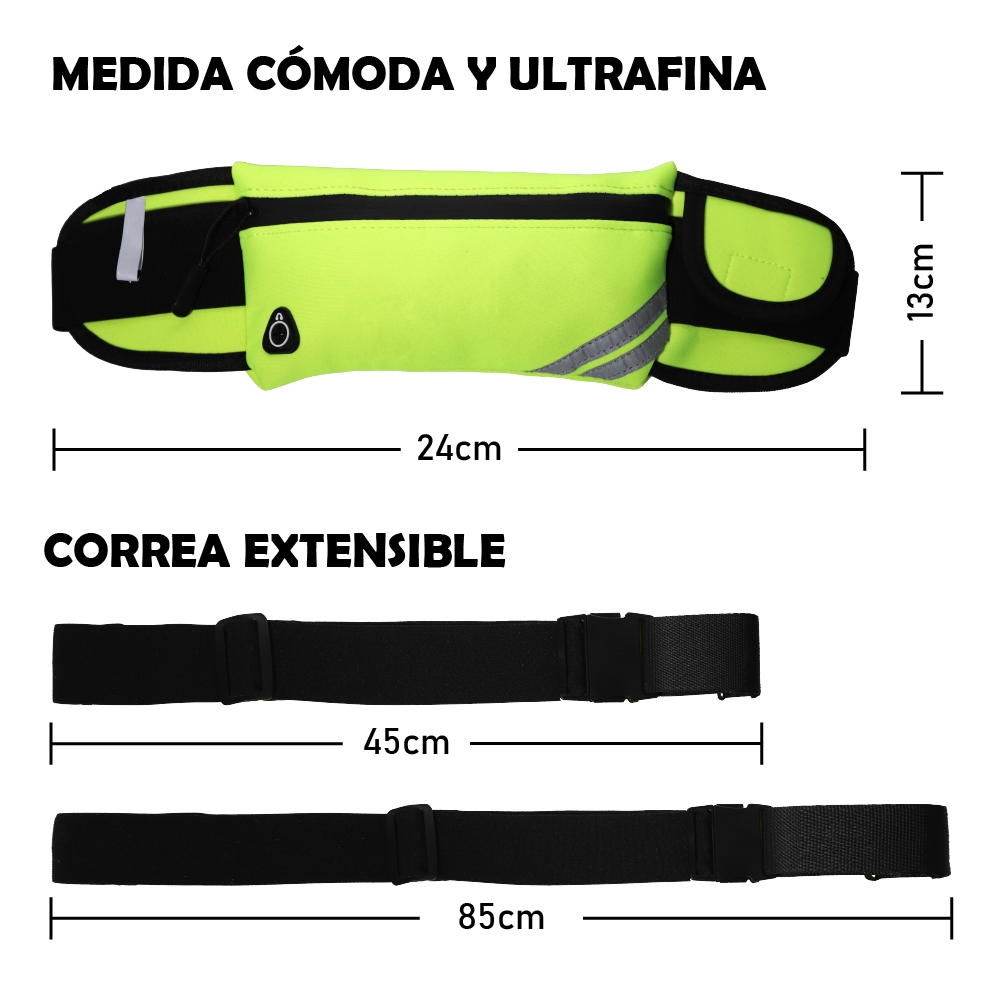 Riñonera deportiva TS61474 en colores negro / naranja / verde hierba / azul celeste / fucsia / gris