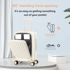 Maleta de Cabina 20 Pulgadas (55x37x23 cm), Expandible, ABS+PC, Equipaje de Mano Rígido y Ligero con 4 Ruedas Dobles Giratorias 360° y Cerradura TSA LG619