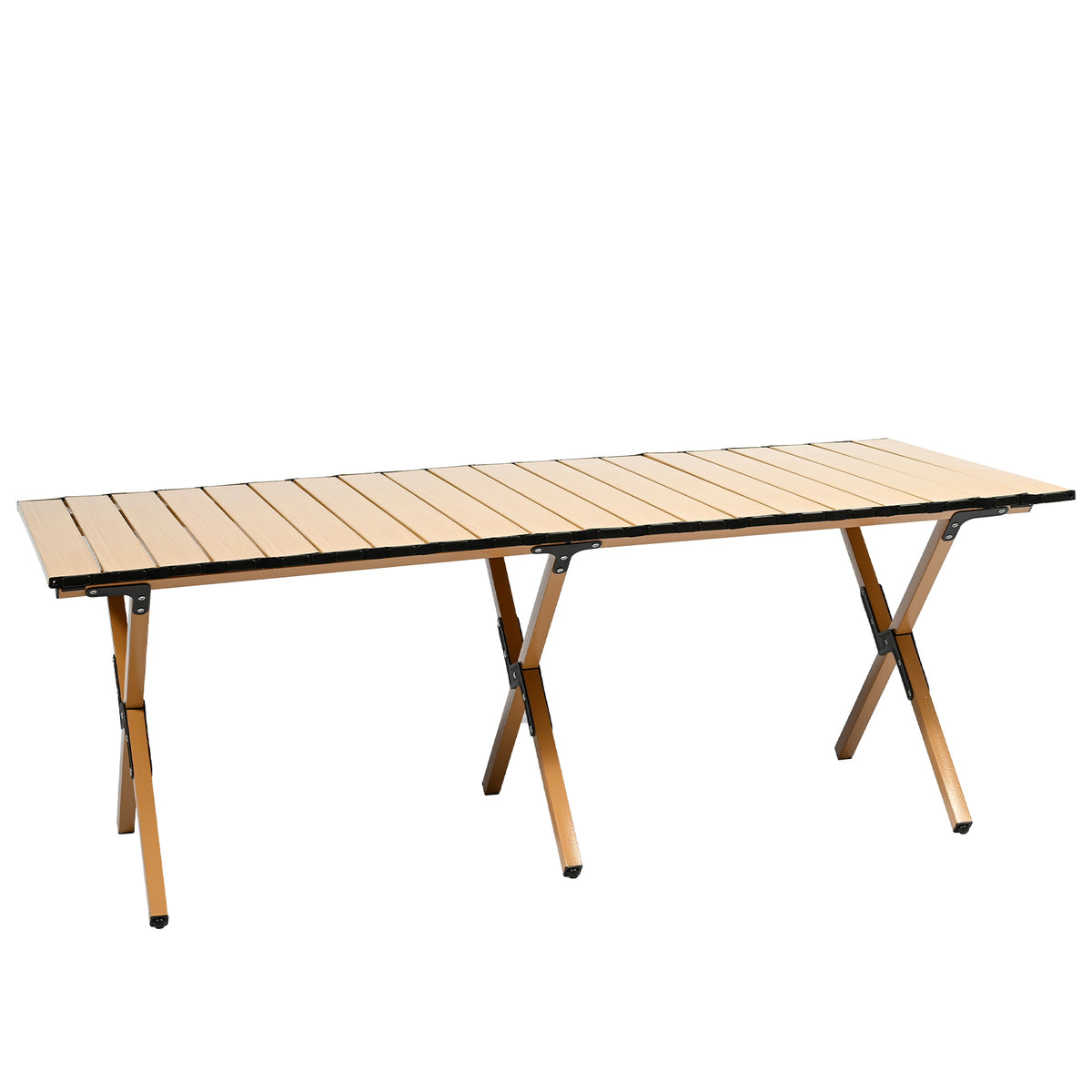 VC53912 Mesa Plegable de Camping de Aluminio Color Madera Grande (116×60×41cm)