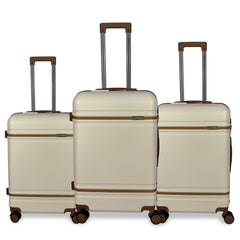 Juego de 3 Maletas Rígidas S7 STAR de ABS con Ruedas Giratorias Suaves, Cerradura TSA, Estilo Marrón/Marfil, Tamaños 20/24/28 Pulgadas – Ligeras y Resistentes, Perfectas para Vacaciones en Familia y Viajes de Negocios LG613