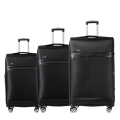 Set de tres maletas de tela jaspeada medianas para viajes prácticos y cómodos, tamaños 20/24/28 pulgadas, resistencia y estilo garantizados, con ruedas giratorias de 360°, bolsillos amplios y cierre de buena calidad LV615
