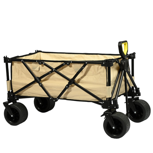 Carro Plegable de Camping con Ruedas Tipo Oruga de 7 Pulgadas-Beige VC53951