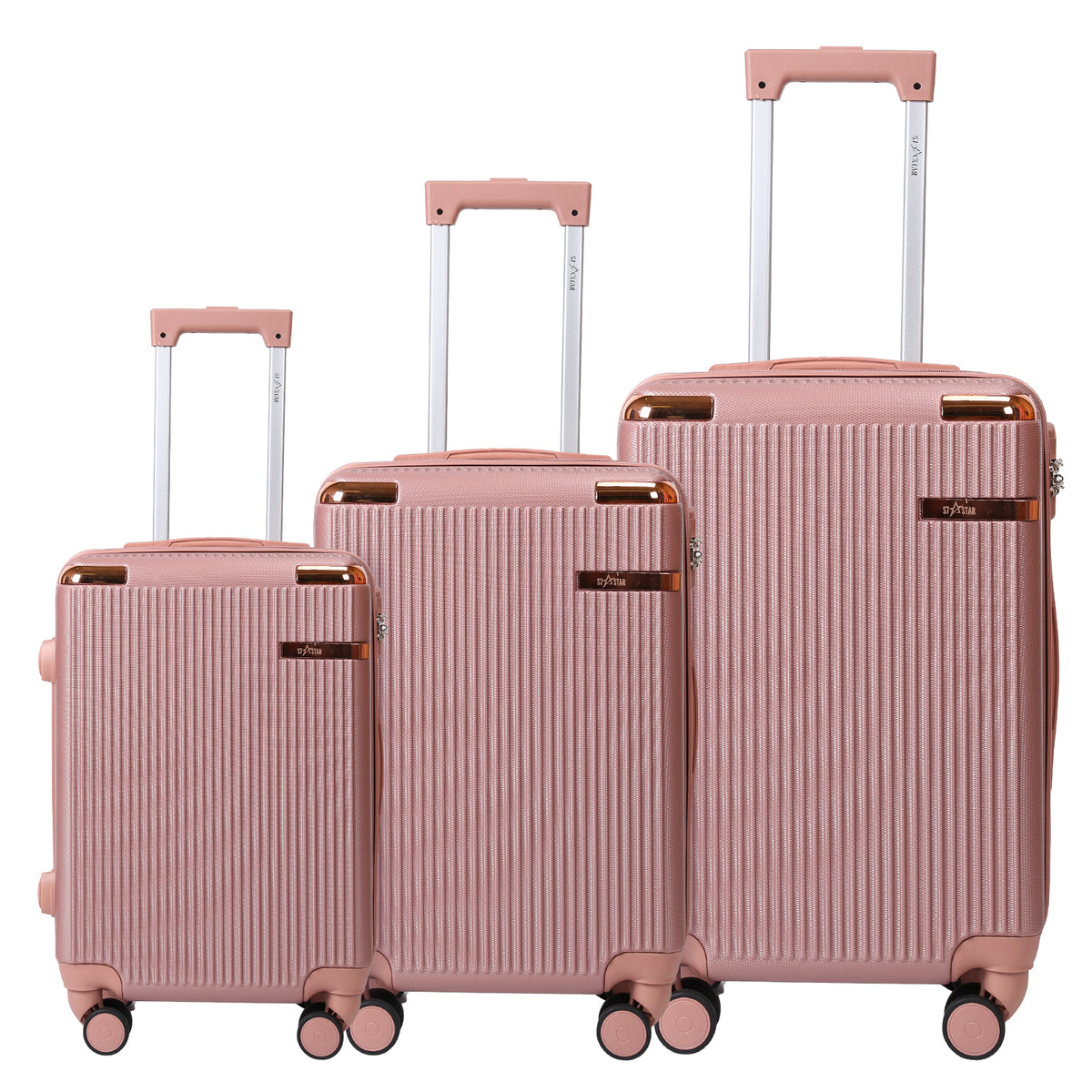 Juego de Maletas Rígidas con Diseño de Rayas y Candado de Seguridad – Set de 3 Piezas LG6159 LG6181