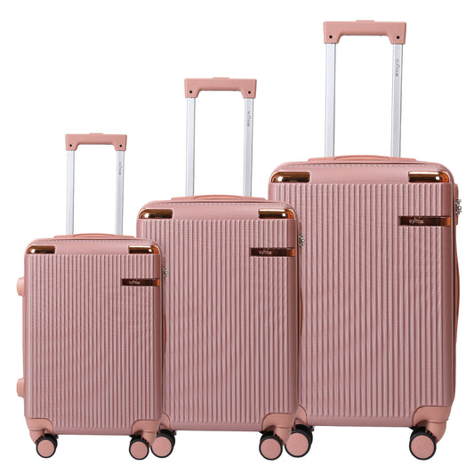 Juego de Maletas Rígidas con Diseño de Rayas y Candado de Seguridad – Set de 3 Piezas LG6159 LG6181