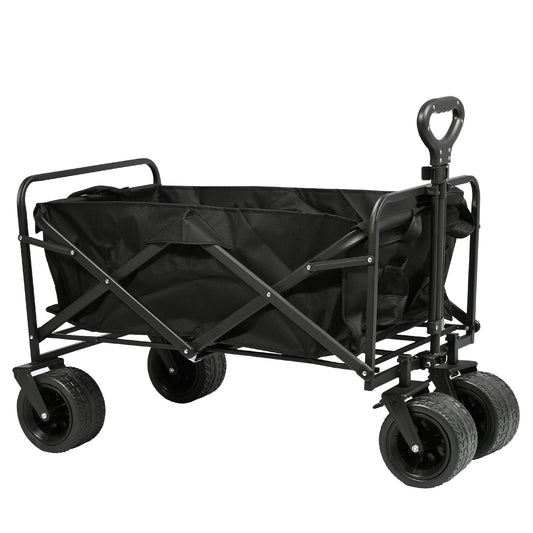 Carrito Plegable de Camping con Ruedas Todo Terreno - Negro VC53947