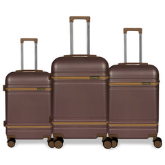 Juego de 3 Maletas Rígidas S7 STAR de ABS con Ruedas Giratorias Suaves, Cerradura TSA, Estilo Marrón/Marfil, Tamaños 20/24/28 Pulgadas – Ligeras y Resistentes, Perfectas para Vacaciones en Familia y Viajes de Negocios LG613