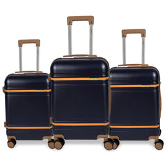 Juego de 3 Maletas Rígidas S7 STAR de ABS con Ruedas Giratorias Suaves, Cerradura TSA, Estilo Marrón/Marfil, Tamaños 20/24/28 Pulgadas – Ligeras y Resistentes, Perfectas para Vacaciones en Familia y Viajes de Negocios LG613