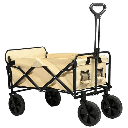 Carro Plegable de Camping con Ruedas de 8”-Beige VC53953