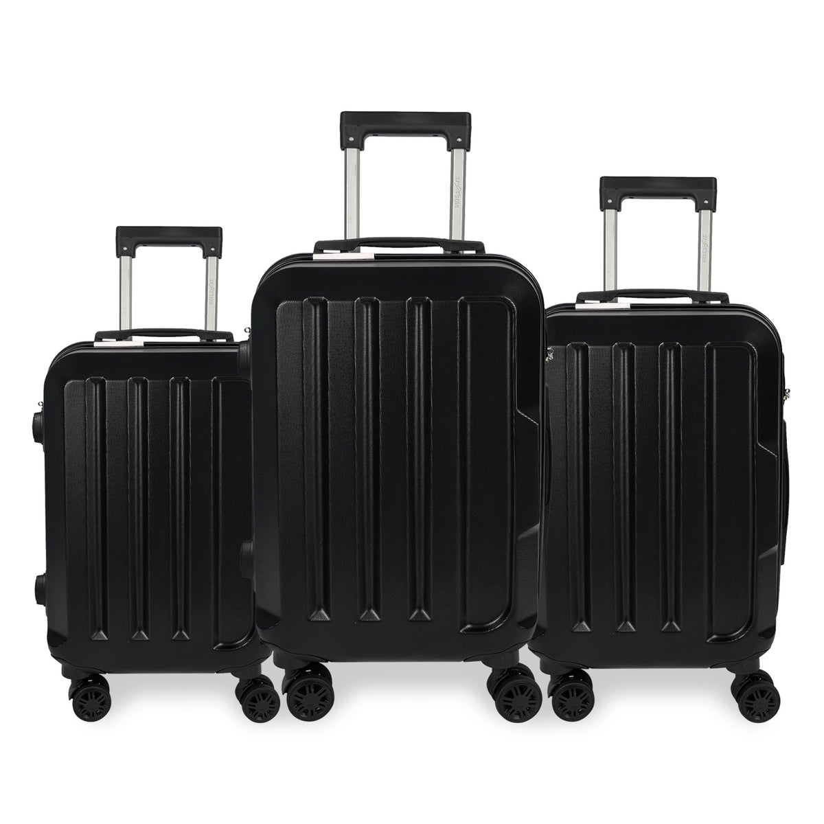 Set de 3 Maletas ABS Ultra-Duraderas y Ligeras en Negro, Tamaños 20/24/28 Pulgadas para Viajeros Ávidos LG6137 LG6138