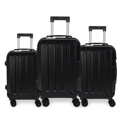 Set de 3 Maletas ABS Ultra-Duraderas y Ligeras en Negro, Tamaños 20/24/28 Pulgadas para Viajeros Ávidos LG6137 LG6138