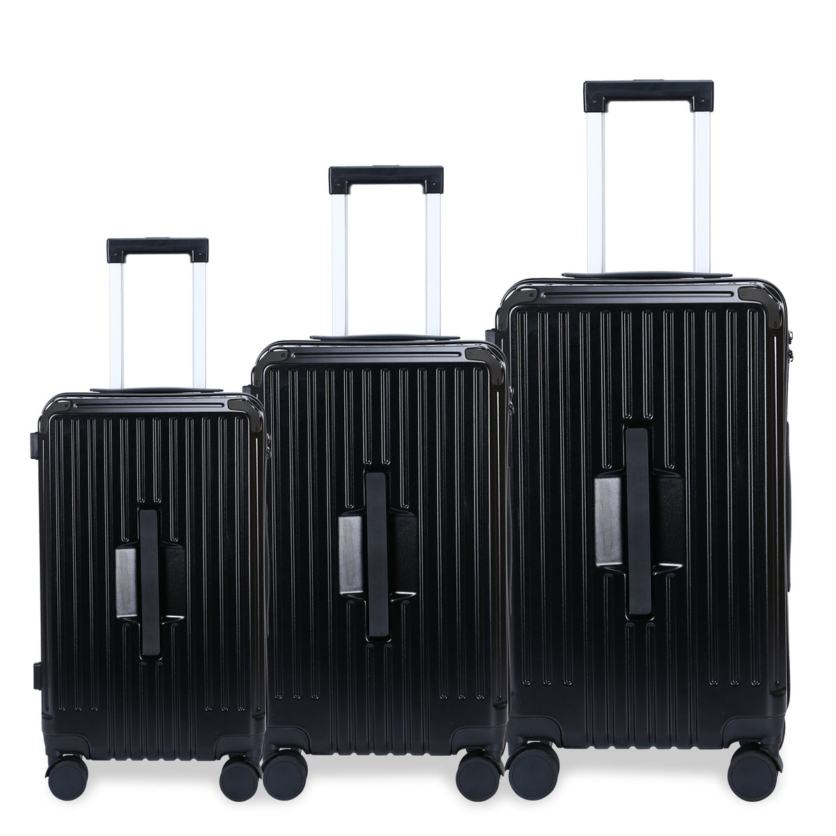 Juego de 3 Maletas de Viaje ABS + PC, Cerradura Digital, 4 Ruedas Giratorias 360°, Mango Telescópico y Soporte para Taza y Paraguas LG613