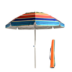 VC5399 Sombrilla de playa giratoria con aleación de zinc premium, transpirable y con rayas multicolor brillantes