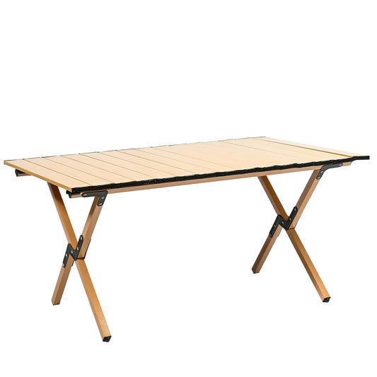 Mesa Plegable de Camping de Aluminio Color Madera Mediana (87×60×41cm)