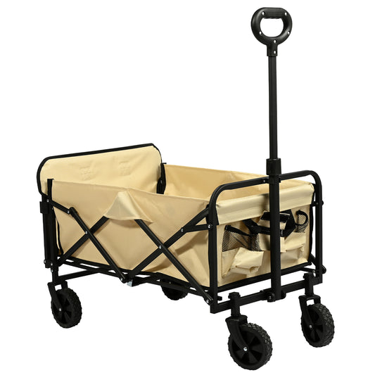 Carro Plegable de Camping con Ruedas de 5”-Beige VC53957