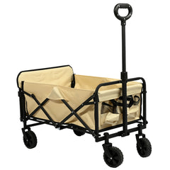 Carro Plegable de Camping con Ruedas de 5”-Beige VC53957