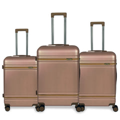 Juego de 3 Maletas Rígidas S7 STAR de ABS con Ruedas Giratorias Suaves, Cerradura TSA, Estilo Marrón/Marfil, Tamaños 20/24/28 Pulgadas – Ligeras y Resistentes, Perfectas para Vacaciones en Familia y Viajes de Negocios LG613