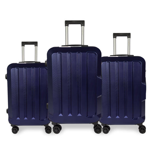 Set de 3 Maletas ABS Ultra-Duraderas y Ligeras en Negro, Tamaños 20/24/28 Pulgadas para Viajeros Ávidos LG6137 LG6138