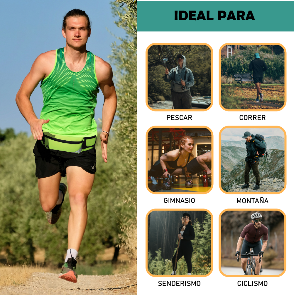 Riñonera deportiva TS61474 en colores negro / naranja / verde hierba / azul celeste / fucsia / gris