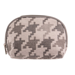 BD56919 Neceser Semicircular Clásico de Estampado Pata de Gallo（21×15×7cm）