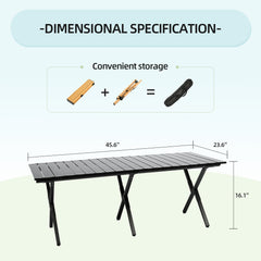Mesa Plegable de Camping de Aluminio Negra Grande (116×60×41cm) VC53915