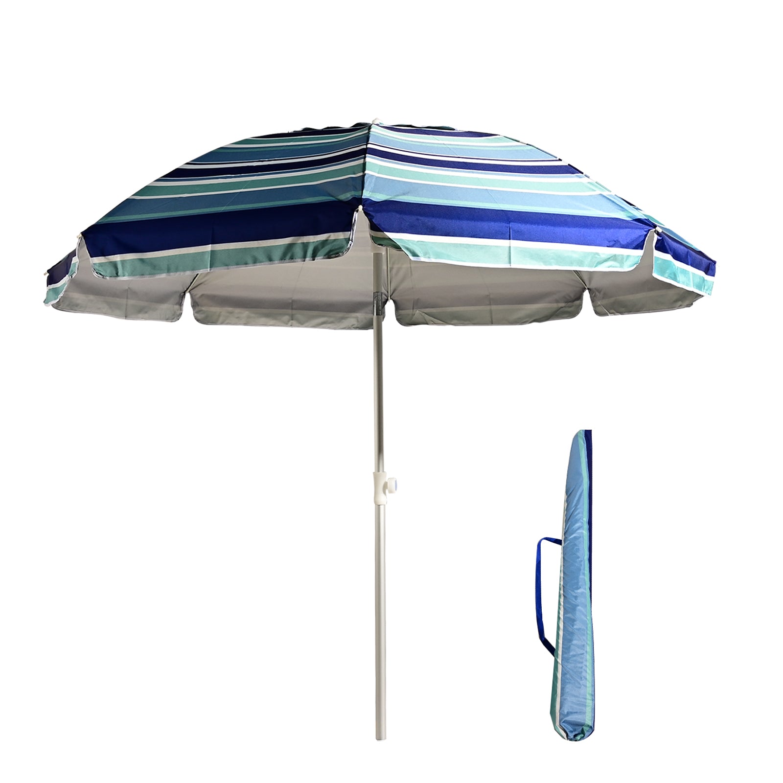 VC5399 Sombrilla de playa giratoria con aleación de zinc premium, transpirable y con rayas multicolor brillantes