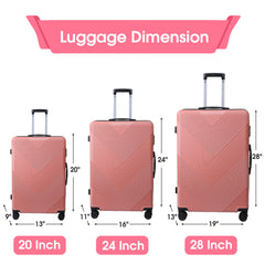 Set de 3 Maletas de Maletero con Cuerpo de ABS, Ruedas Giratorias, Cierre con Código, Expandibles, Ligeras y Duraderas LG6177