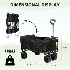 Carro Plegable de Camping con Ruedas de 7”-Negro VC53954