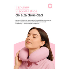 Almohada cervical en forma de U para viaje – Rosa Claro 55178