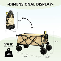 Carro Plegable de Camping con Ruedas Tipo Oruga de 7 Pulgadas-Beige VC53951