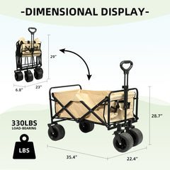 VC53946 Carrito Plegable de Carga Pesada con Ruedas Todoterreno – Beige