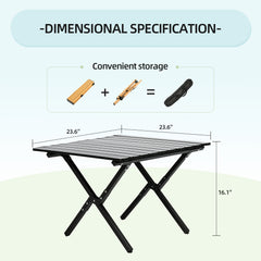 VC53913 Mesa Plegable de Camping de Aluminio Negra Pequeña (60×60×41cm)