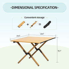 Mesa Plegable de Camping de Aluminio Color Madera Pequeña (60×60×41cm) VC53910