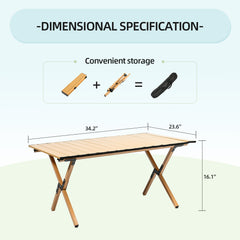 Mesa Plegable de Camping de Aluminio Color Madera Mediana (87×60×41cm)