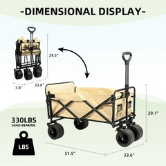 VC53955 Carro Plegable de Camping con Ruedas de 7”-Beige