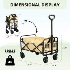 Carro Plegable de Servicio Pesado con Asa Ajustable y Ruedas para Todo Terreno – Beige VC53944