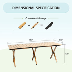VC53912 Mesa Plegable de Camping de Aluminio Color Madera Grande (116×60×41cm)