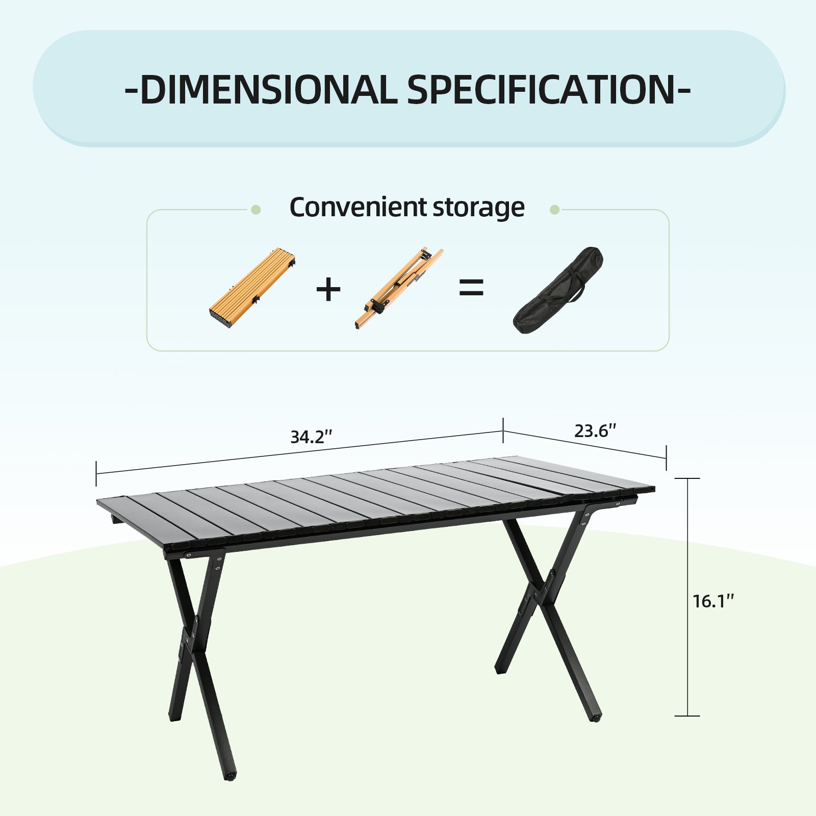 VC53914 Mesa Plegable de Camping de Aluminio Negra Mediana (87×60×41cm)