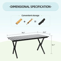 VC53914 Mesa Plegable de Camping de Aluminio Negra Mediana (87×60×41cm)