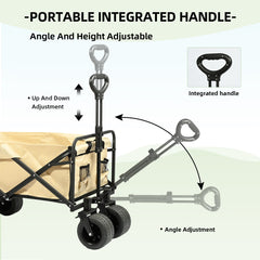 VC53955 Carro Plegable de Camping con Ruedas de 7”-Beige